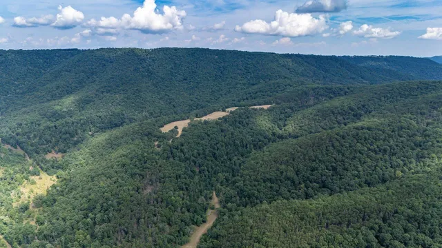 an aerial view of a house with mountain view