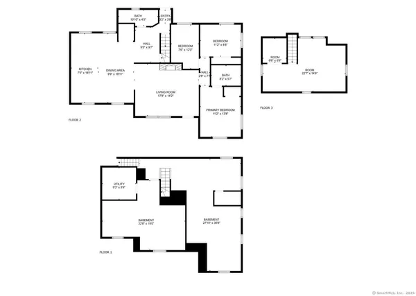 an aerial view of residential house with outdoor space and trees all around