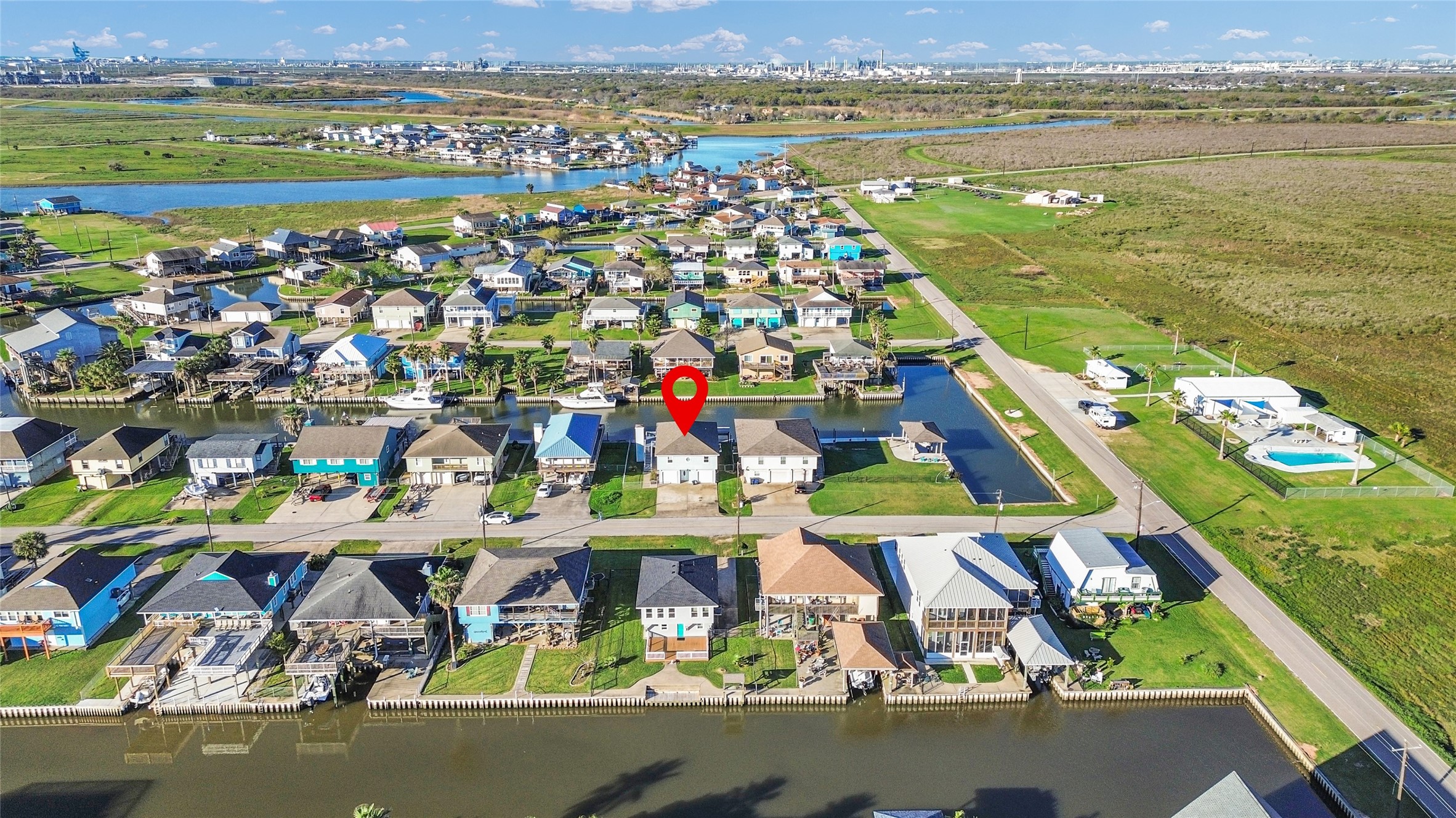 114 Four Master Road Freeport, TX 77541 - Photo 4 of 37 an aerial view of residential houses with outdoor space and river