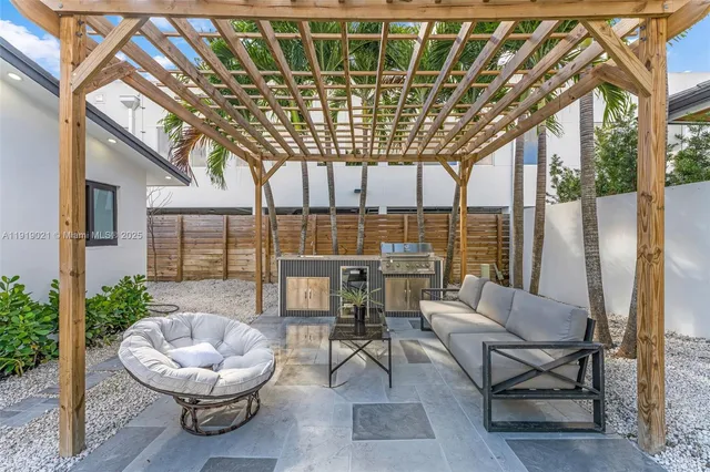 a patio with patio outdoor seating and city view