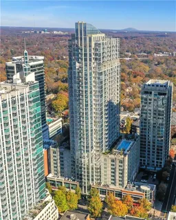 a view of a city with tall buildings