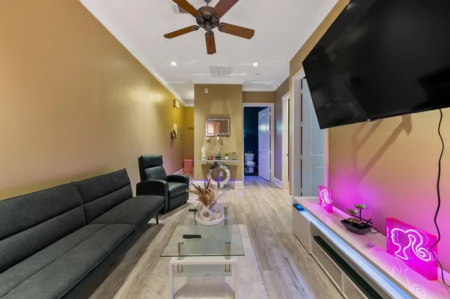 a living room with furniture