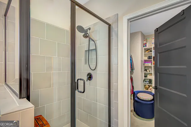 a view of a terrace with wooden benches