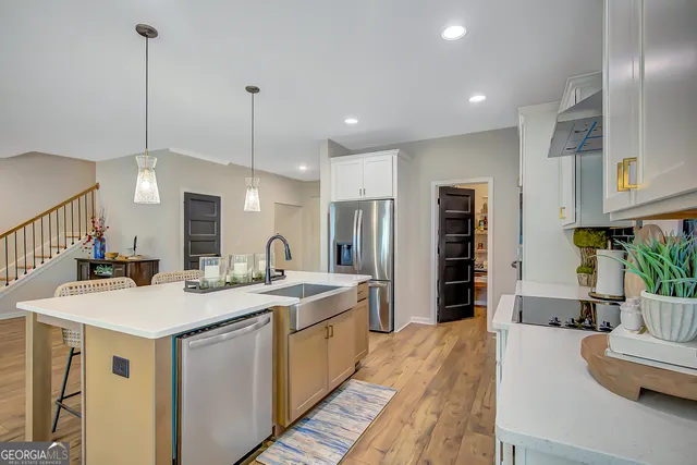 a bedroom with a bed and a desk