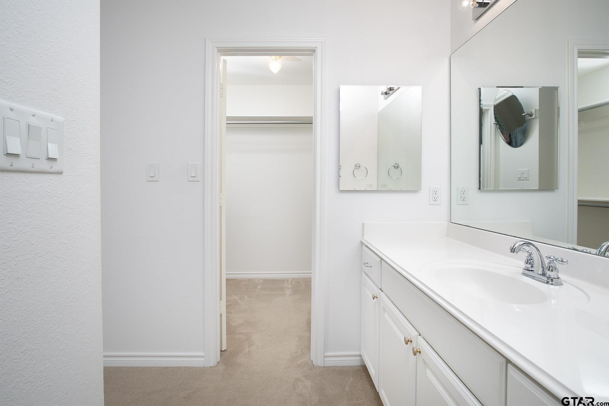 1521 Rice Road, Unit E105 Tyler, TX 75703 - Photo 20 of 32 a bathroom with a sink and a mirror
