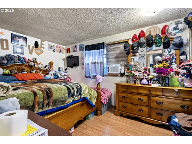 a bed room with a bed and a store