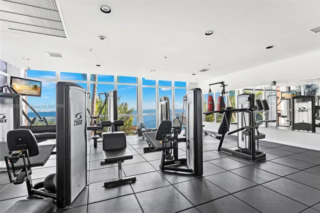 a view of a room with gym equipment