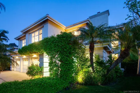 a view of house with a yard and potted plants