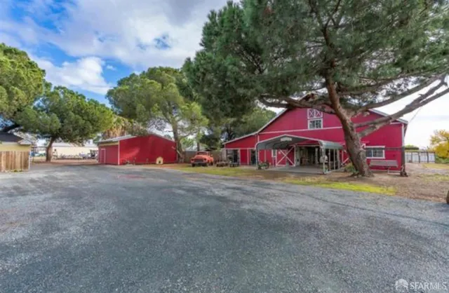 a view of parking garage with furniture