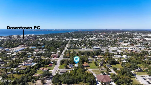 an aerial view of a city