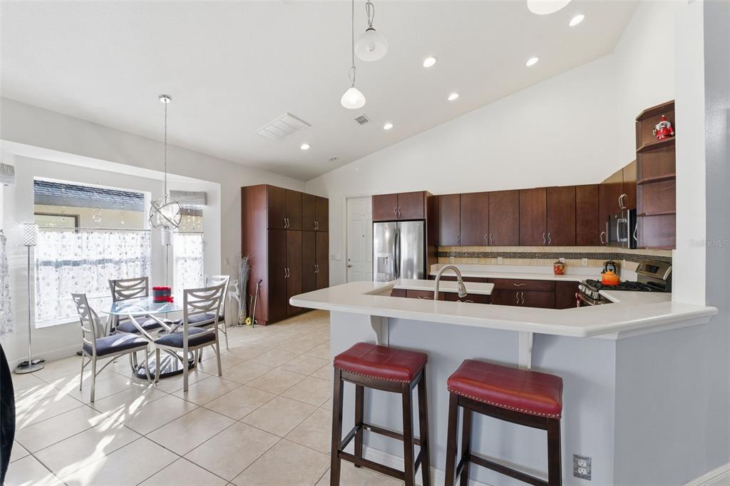 1733 West Caroline Path Lecanto, FL 34461 - Photo 8 of 29 a kitchen with stainless steel appliances a stove a sink a oven a dining table and chairs