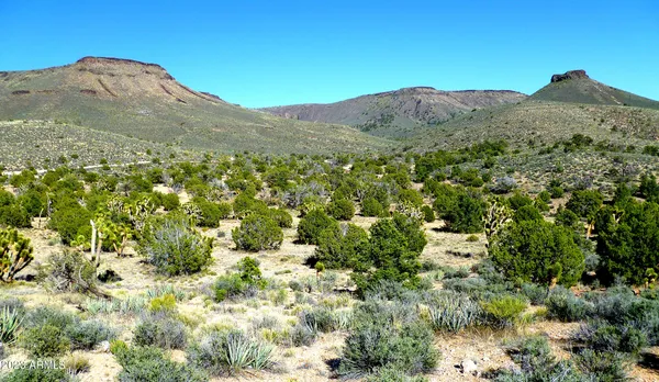 a view of a large mountain with a mountain in the background