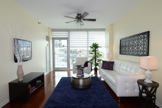 125 South Green Street, Unit 809A Chicago, IL 60607 - Photo 3 of 10 a living room with furniture and a potted plant