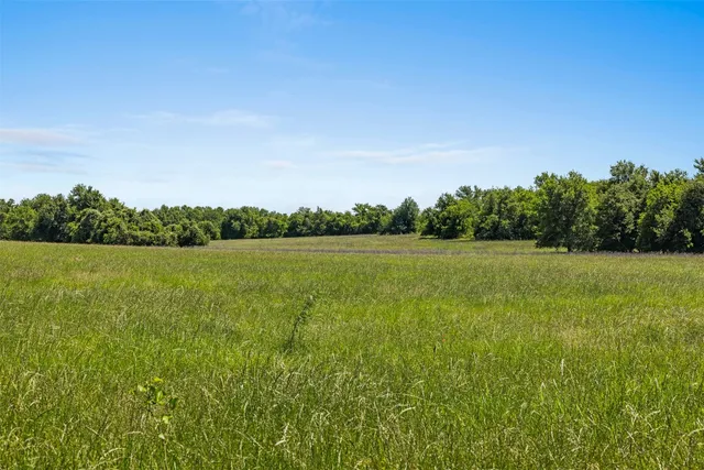 a view of a green field with wooden fence