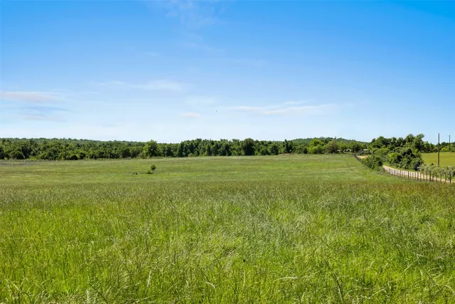 a view of a green field with clear sky