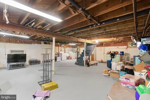 a view of a garage with storage