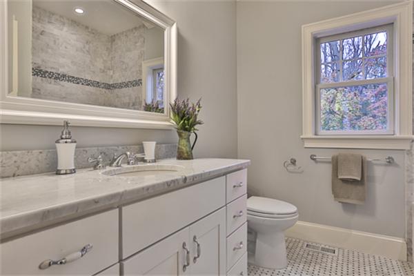 25 Robinson Road Lexington, MA 02420 - Photo 11 of 29 a bathroom with a granite countertop sink mirror vanity and toilet