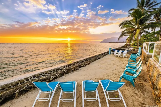 a view of yard with seating area and green space