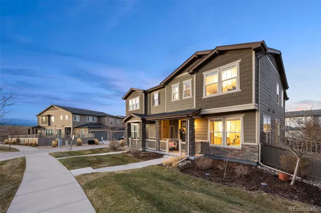 a view of a town with many windows