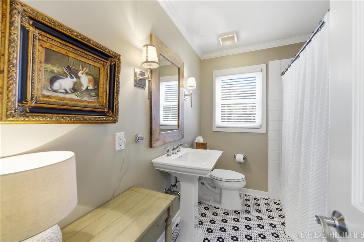 629 Peck Road Geneva, IL 60134 - Photo 25 of 38 a bathroom with a toilet a sink and a mirror