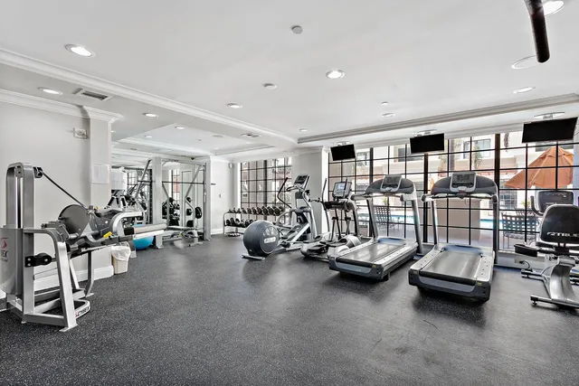 a view of a room with gym equipment
