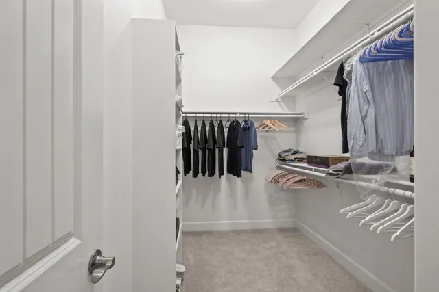 a view of a closet with storage