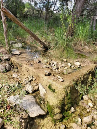a view of a lake with a yard