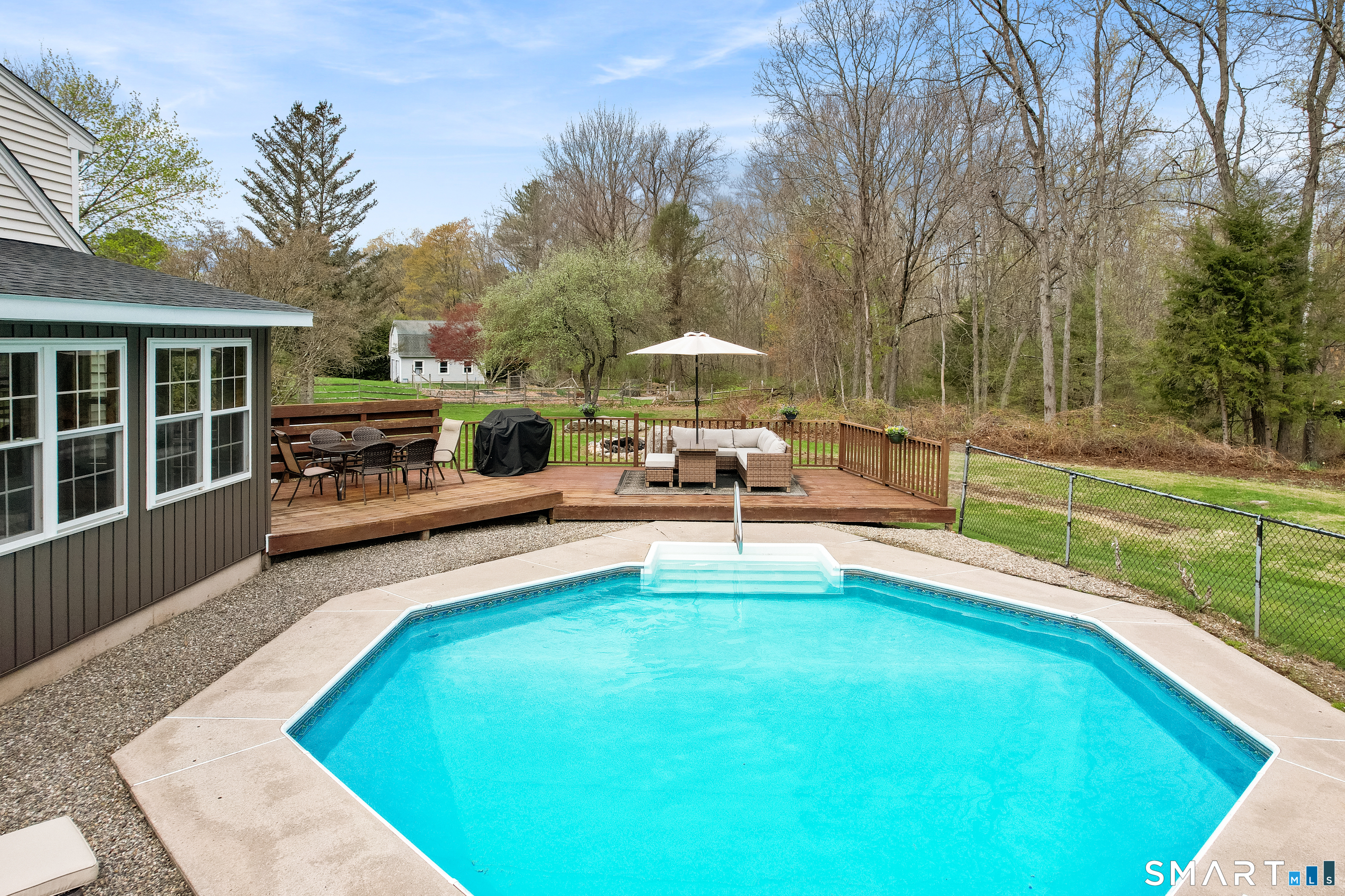 5 Livery Pool Road New Hartford, CT 06057 - Photo 34 of 40 a swimming pool with outdoor seating and yard