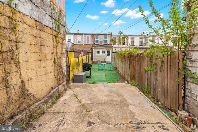 a view of a backyard with plants and large trees
