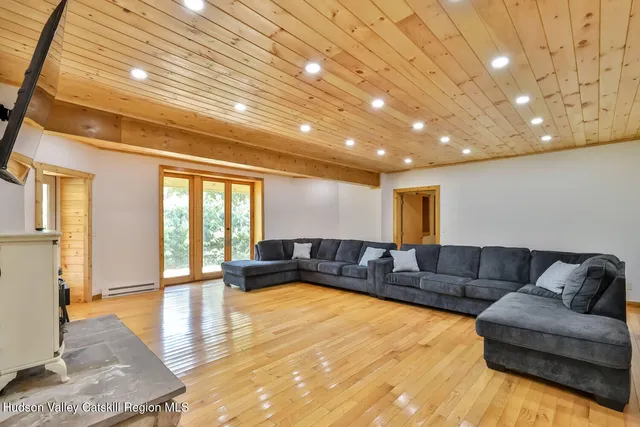 a living room with furniture and a couch