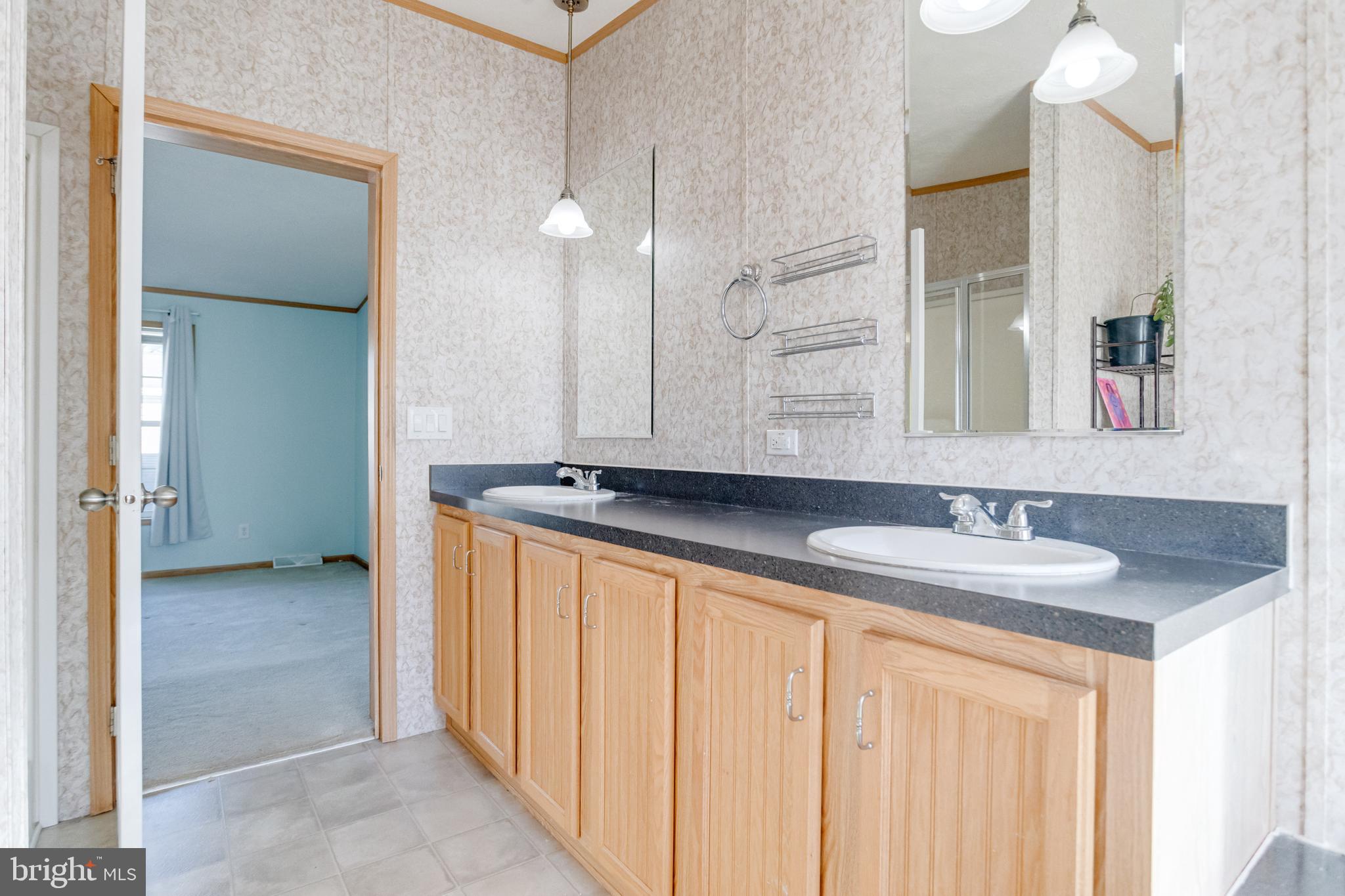 488 North Patuxent Road, Unit 18A Odenton, MD 21113 - Photo 21 of 34 a bathroom with a granite countertop sink and a mirror