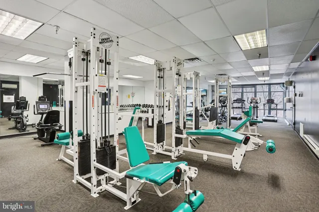 a view of a room with gym equipment