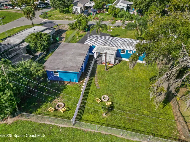 an aerial view of a house