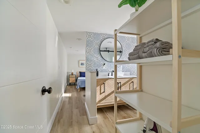 a view of entryway with wooden floor