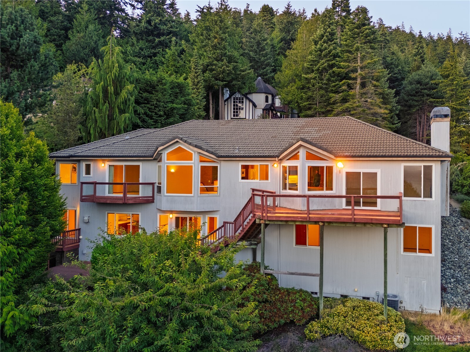 4158 Islander Way Anacortes, WA 98221 - Photo 37 of 40 a aerial view of a house with a yard and balcony