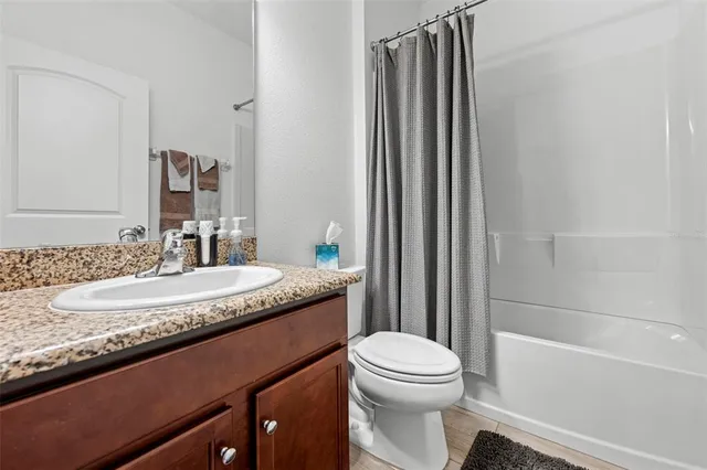 an aerial view of a swimming pool