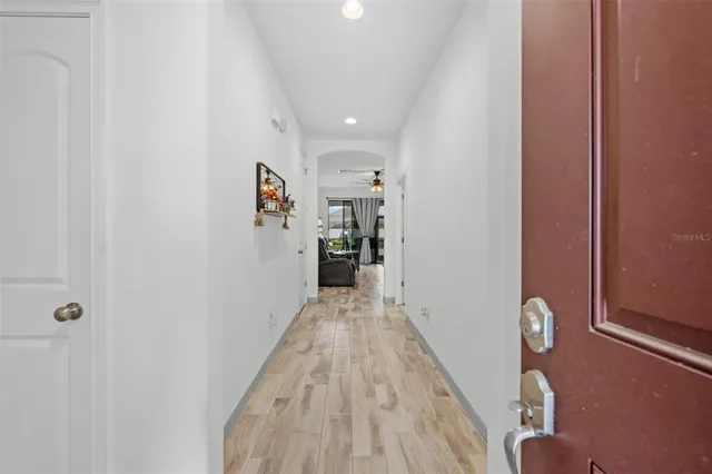 a view of gallery with windows