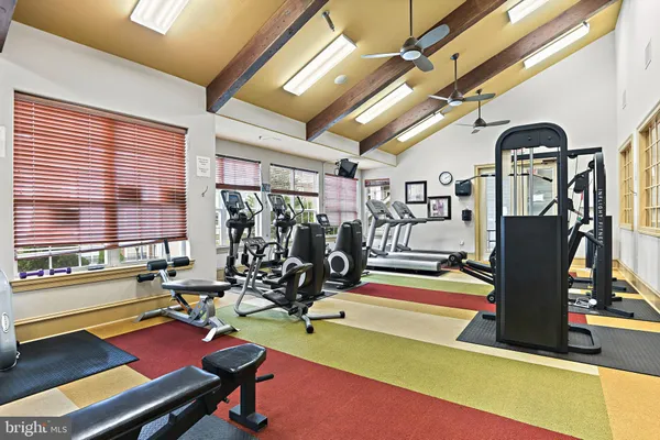 a view of a room with gym equipment