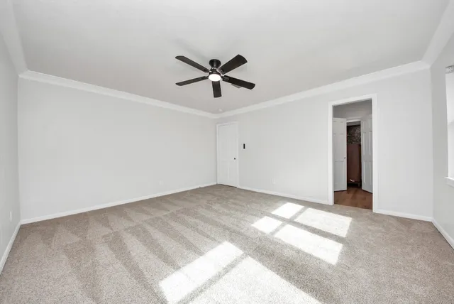 a view of a big room with carpet