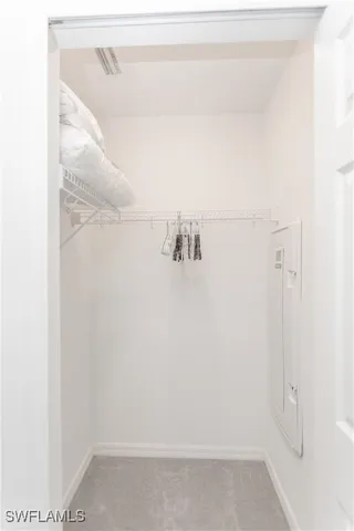 a view of small space with racks on the wall