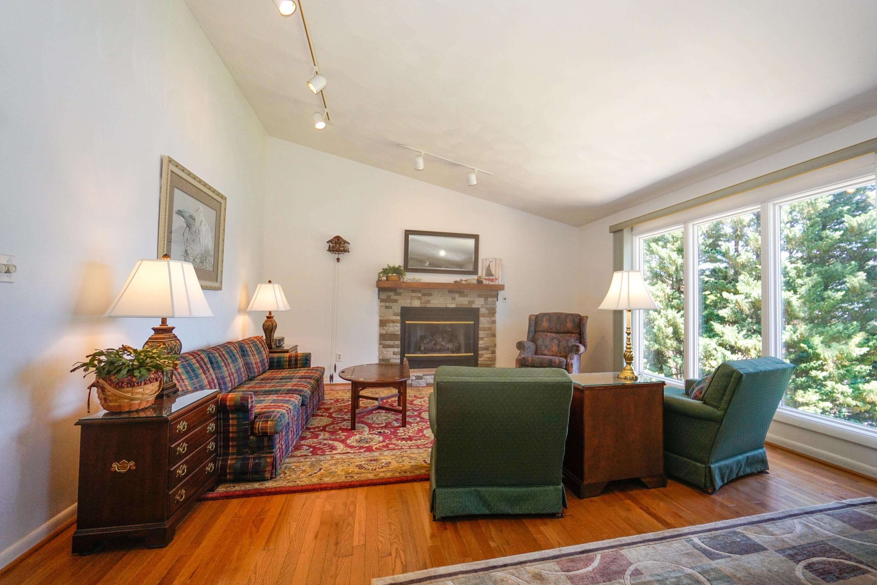 497 Cedar Ridge Road Union Hall, VA 24176 - Photo 10 of 31 a living room with furniture a large window and a fireplace
