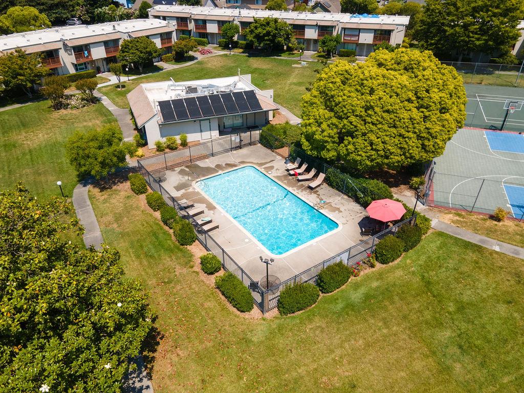1005 Golf Course Drive Rohnert Park, CA 94928 - Photo 36 of 44 an aerial view of a house with swimming pool garden and outdoor seating