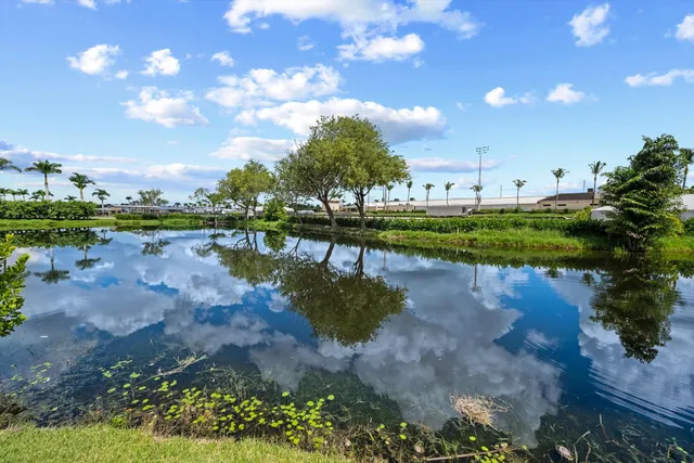 a view of a lake with outdoor space