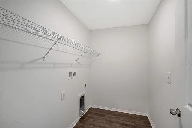 a view of a room with racks on the wall