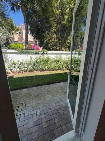 a view of a glass door