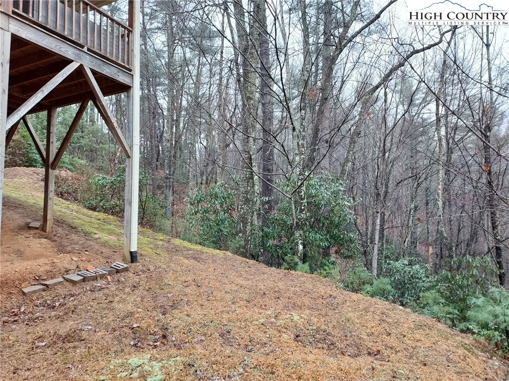 247 Hawkbill Road Ferguson, NC 28624 - Photo 15 of 25 a view of a backyard with large trees and wooden fence