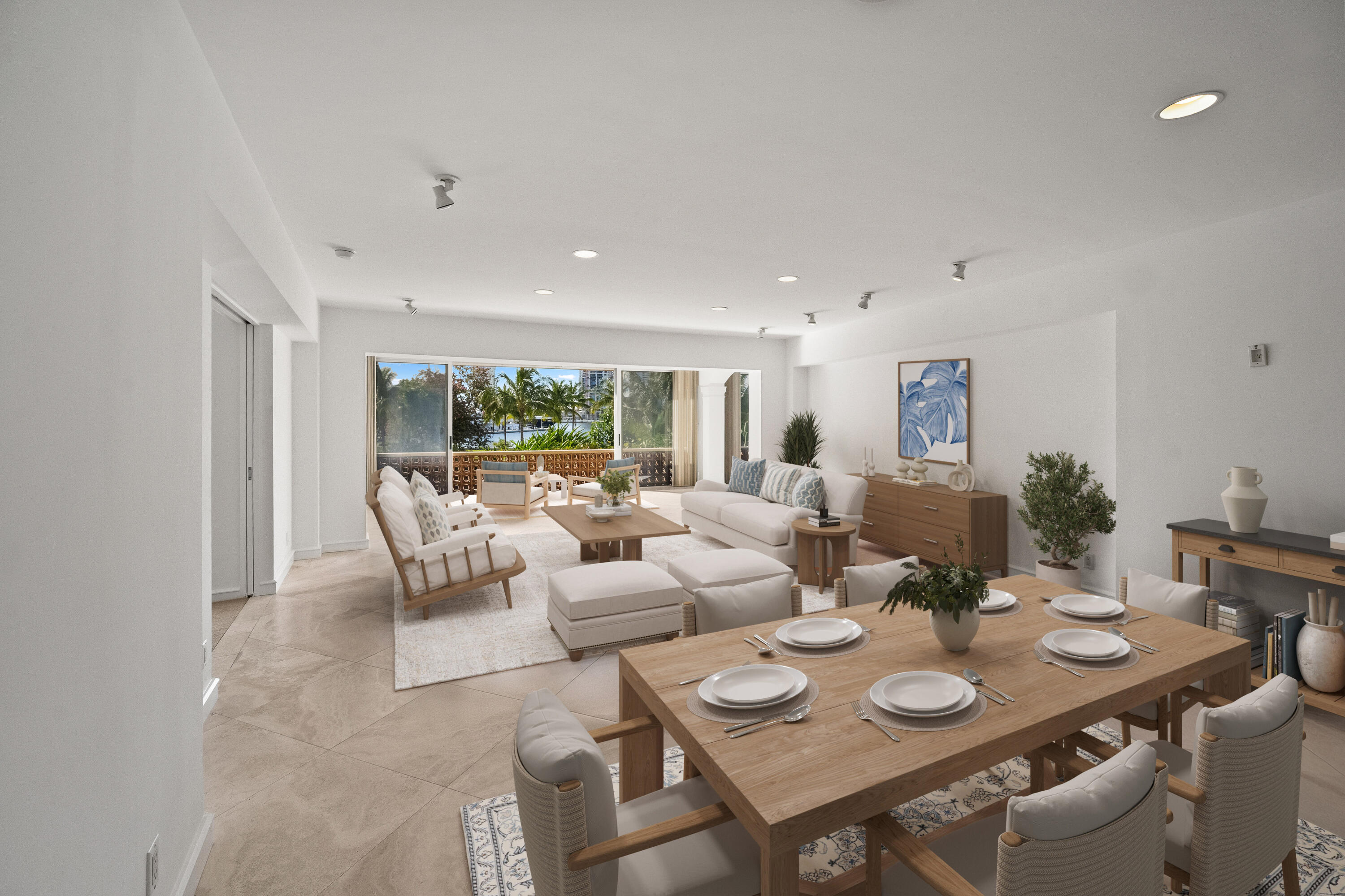 369 South Lake Drive, Unit 2E Palm Beach, FL 33480 - Photo 5 of 19 Virtually Staged Dining/Living