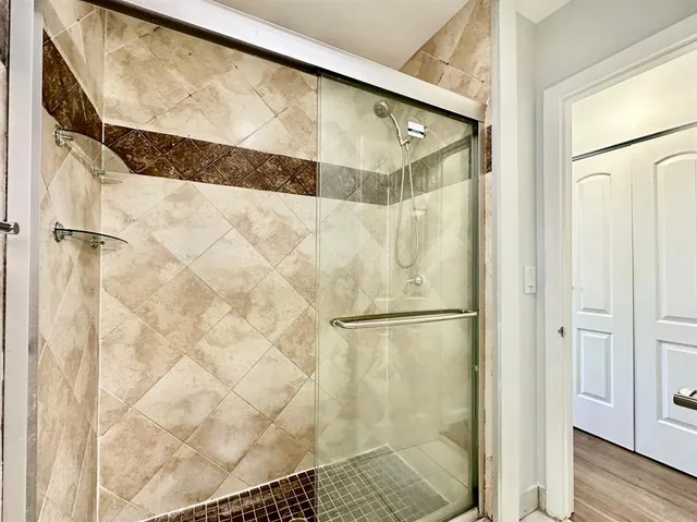 a bathroom with a shower