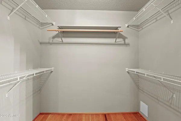 a view of small space with racks on the wall
