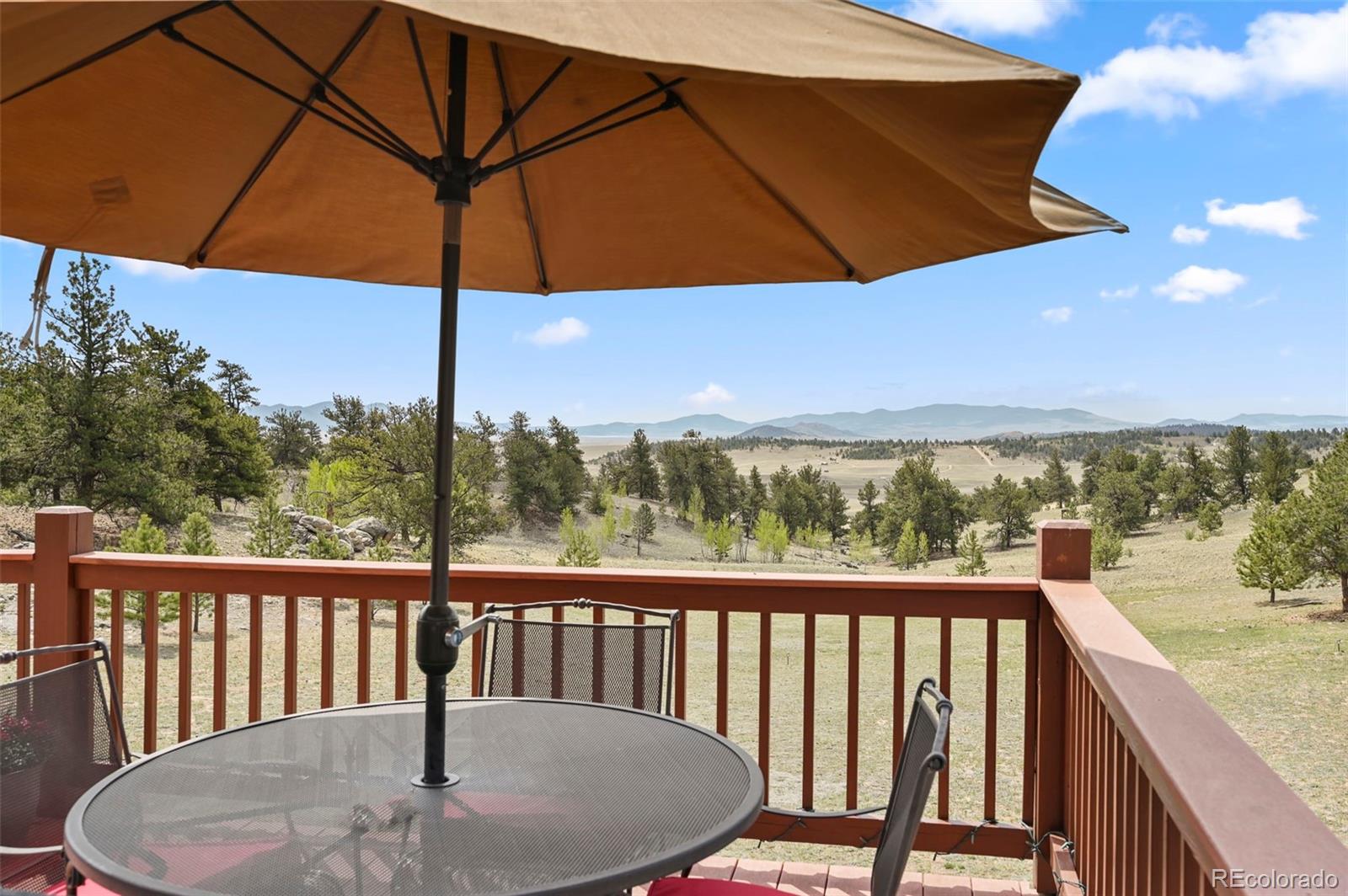 322 Sequoia Road Hartsel, CO 80449 - Photo 36 of 50 a view of balcony with furniture and umbrella